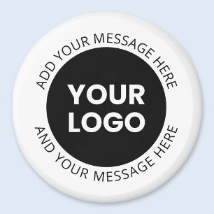 Imán Logotipo comercial y texto editable blanco y negro