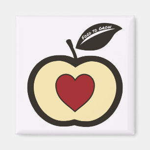 Imán logotipo de Apple & Heart Core Food to Grow 