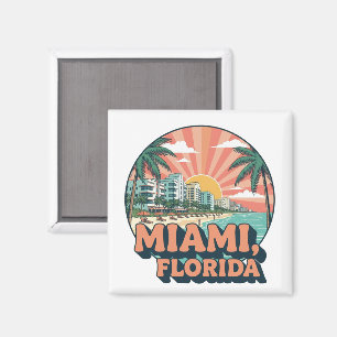 Imán Logotipo de Arte de Viaje Vintage Miami Florida 80