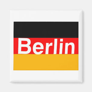 Imán Logotipo de Berlín en blanco en bandera alemana