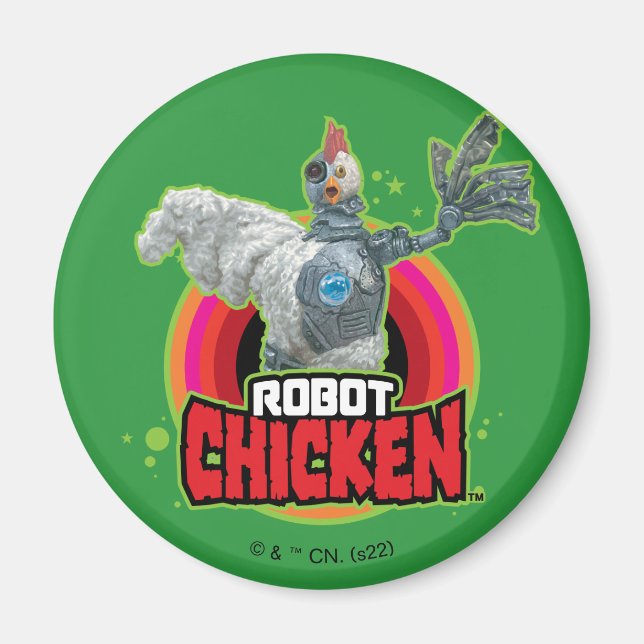 Imán Logotipo de carácter de pollo robot (Frente)