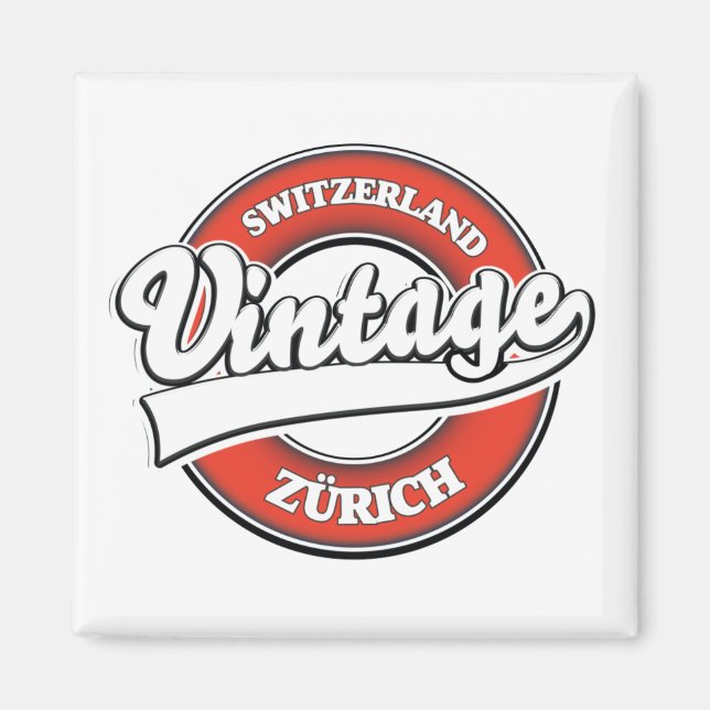 Imán logotipo de estilo vintage de Zúrich Suiza (Frente)