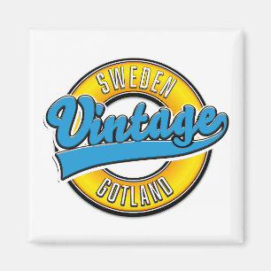 Imán logotipo de Gotland Suecia al estilo vintage