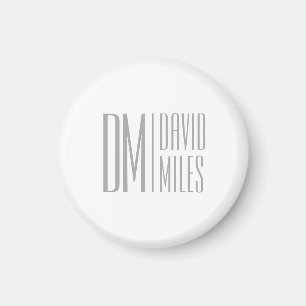 Imán Logotipo de iniciales y nombre gris minimalista y