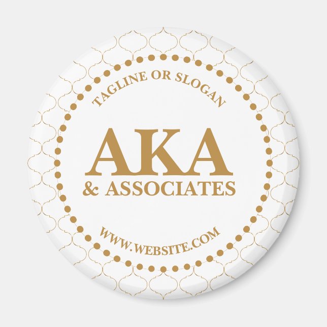 Imán Logotipo de Monograma Empresarial Trellis Oro Blan (Frente)