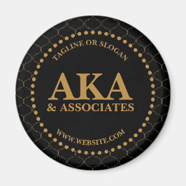 Imán Logotipo de Monograma Negocio Black Gold Trellis