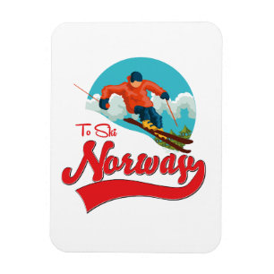 Imán logotipo de Noruega para esquiar.