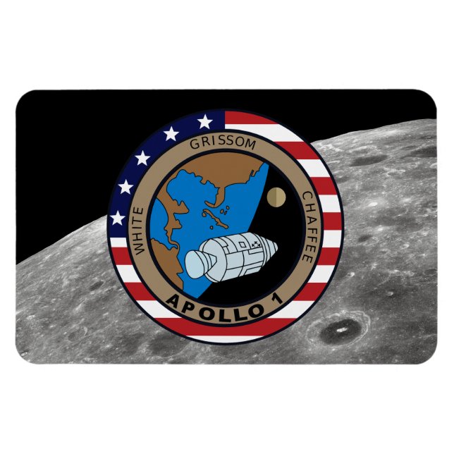 Imán Logotipo de parche de la misión Apollo 1 (Horizontal)