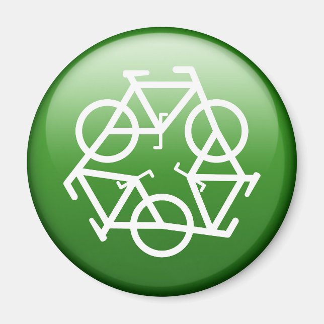 Imán Logotipo de reciclaje con bicicletas (Frente)