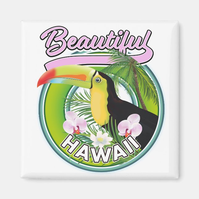 Imán logotipo de viaje a Hawaii hermoso (Frente)
