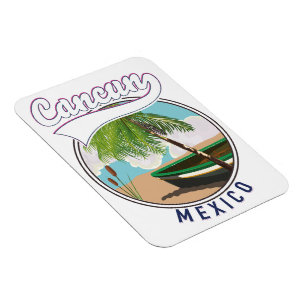 Imán logotipo de viaje a la playa de Cancún México