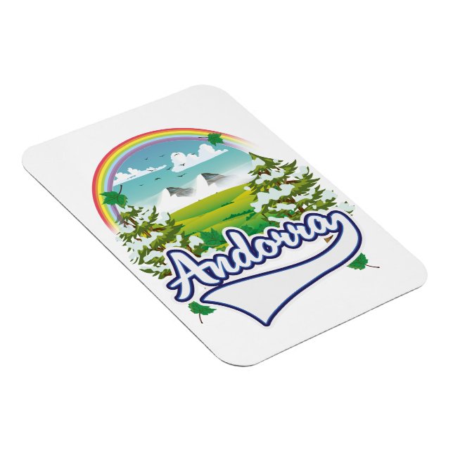 Imán logotipo de viaje retro de Andorra (Lado Derecho)