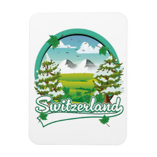 Imán logotipo de viaje retro de Suiza