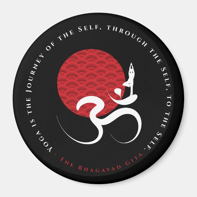 Imán Logotipo de yoga espiritual indio meditar Om Aum (Frente)