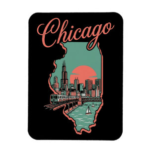 Imán Logotipo minimalista de la ciudad de Chicago Illin