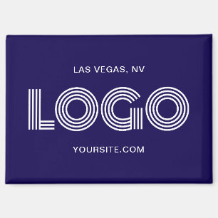 Imán Logotipo rectangular moderno azul oscuro y blanco