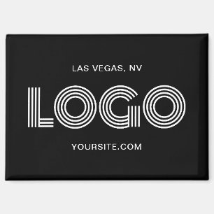 Imán Logotipo rectangular moderno en blanco y negro