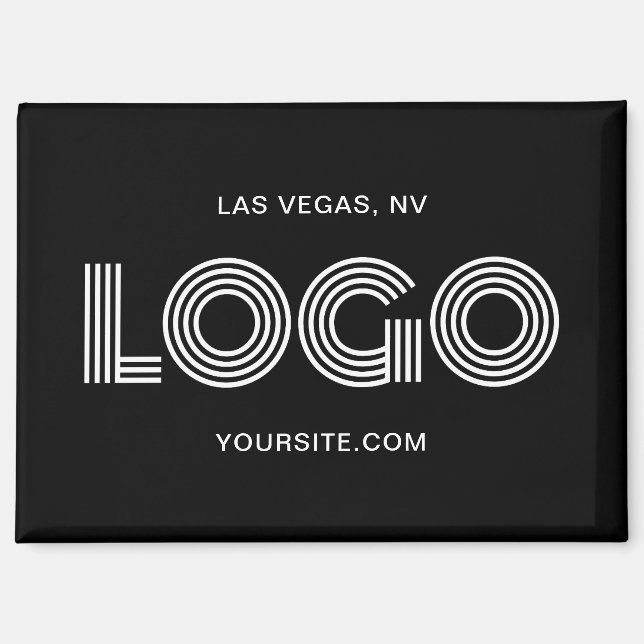 Imán Logotipo rectangular moderno en blanco y negro (Anverso)