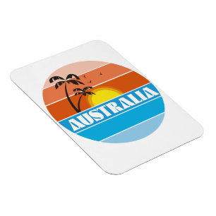 Imán logotipo retro australiano de la puesta del sol de
