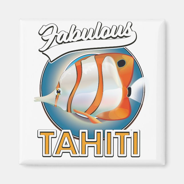 Imán logotipo retro fabuloso de Tahití (Frente)