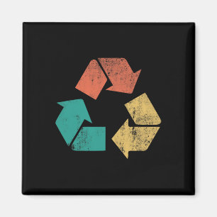 Imán Logotipo Retro Reciclaje Proteger la Naturaleza Dí