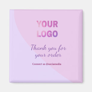 Imán Logotipo rosa morado conéctese con nosotros redes