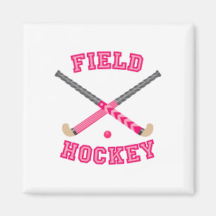 Imán Logotipo rosado del hockey hierba