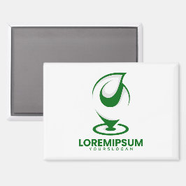 Imán Logotipo verde abstracto de gota de agua y globo