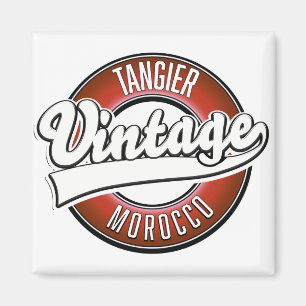 Imán logotipo vintage de Tánger Marruecos