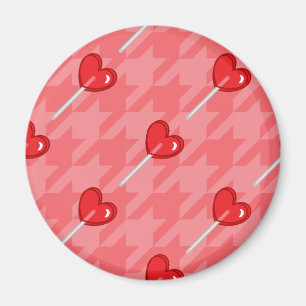 Imán lollipop de corazón con hongos rosa