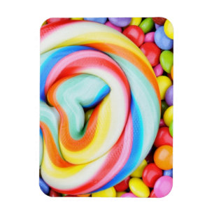 Imán Lollipop rayado y sabelotodos multicolores