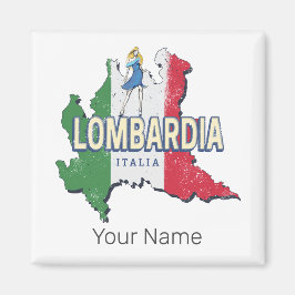 Imán Lombardía Italia Retro Región Mapa de recuerdos de