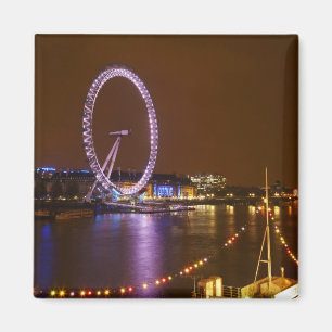 Imán London Eye, río Támesis y luces de