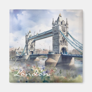 Imán London Tower Bridge Travel Watercolor