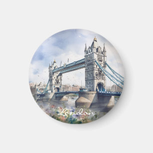 Imán London Tower Bridge Travel Watercolor
