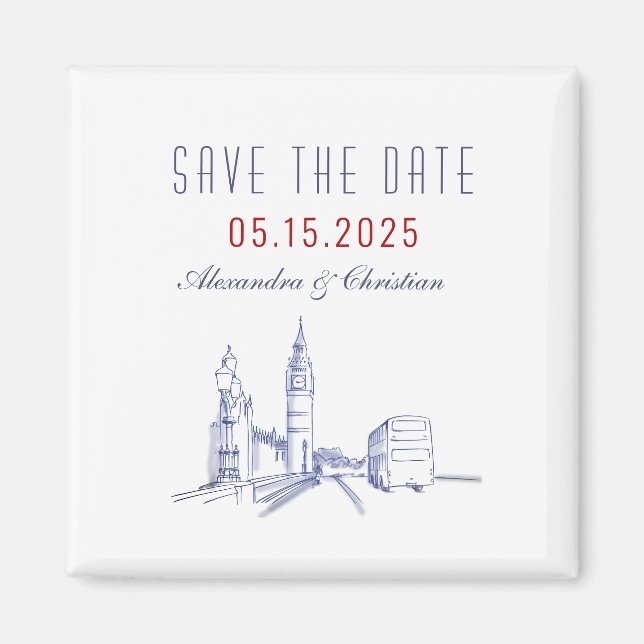 Imán London Wedding Save The Date Invitation (Frente)