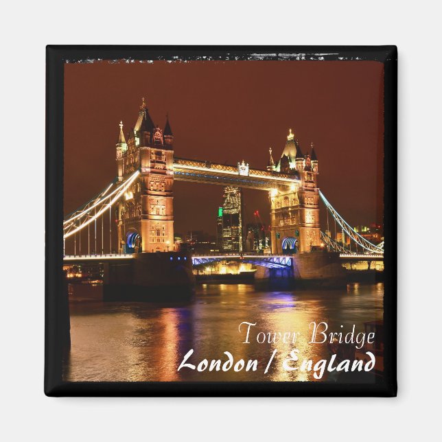 Imán Londres - Famoso, Tower Bridge en la noche (Magnet (Frente)