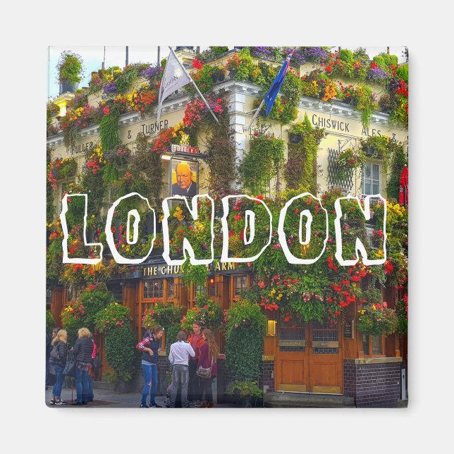 Imán Londres Inglaterra Gran Bretaña Churchill Arms (Frente)