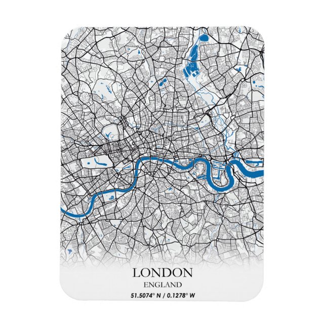 Imán Londres Inglaterra Reino Unido Mapa de la Ciudad V (Vertical)
