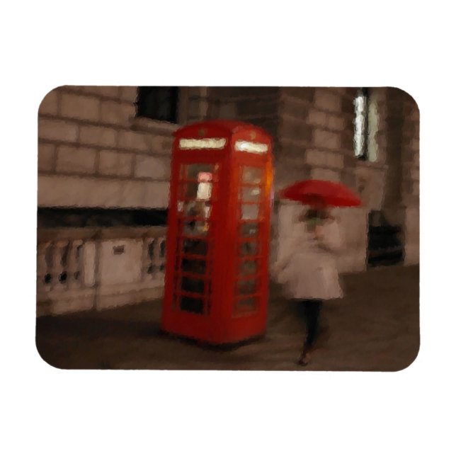 Imán Londres - Rainy Day Phone Box - Umbrella Magnet (Horizontal)