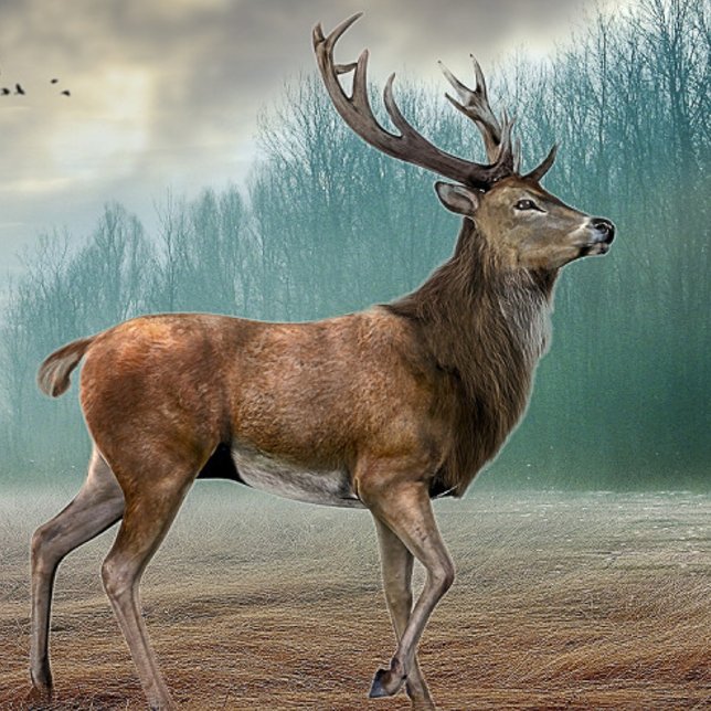 Imán Lone Deer In Misty Forest (Subido por el creador)