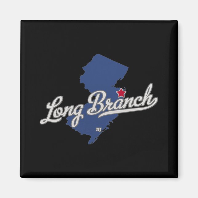 Imán Long Branch Nueva Jersey Nj Mapa (Frente)