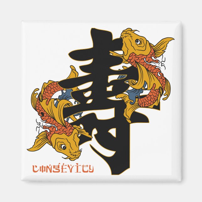 Imán Longevidad de Kanji Koi Fish (Frente)