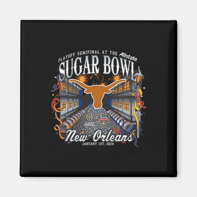 Imán Longhorns Sugar Bowl 2024 Cfp Semi Football Nola (Frente)