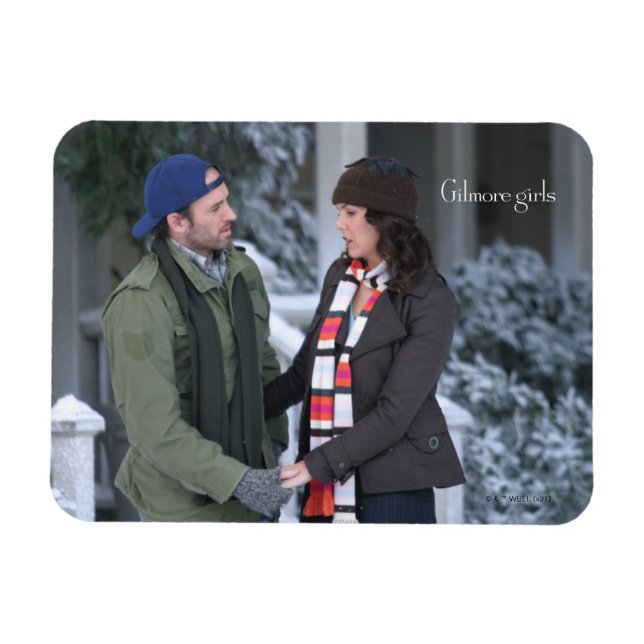 Imán Lorelai y Luke sosteniendo manos en la nieve (Horizontal)