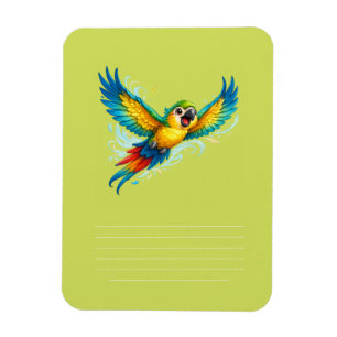 Imán Loro Colorido Feliz en Vuelo Diseño de Pájaro Kawa
