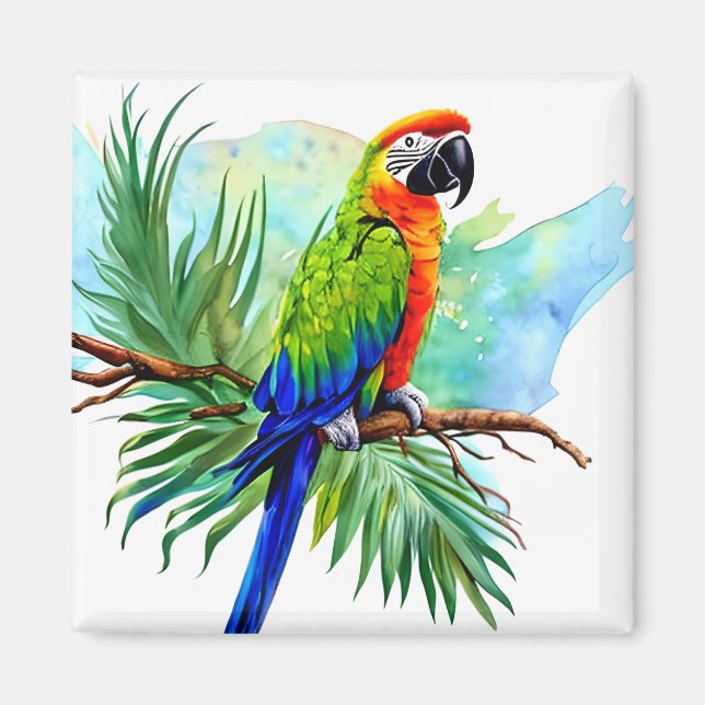 Imán Loro de Macaw generado por Cute AI (Frente)