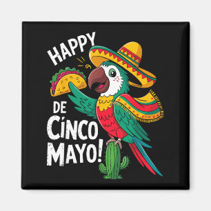 Imán Loro divertido sombrero cinco de mayo 
