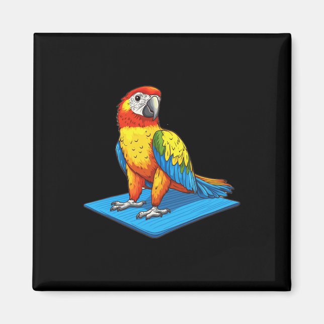 Imán Loro usando una esterilla de yoga  (Frente)
