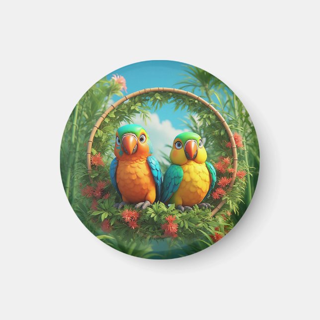 Imán Loros de Dibujos Animados Coloridos (Frente)